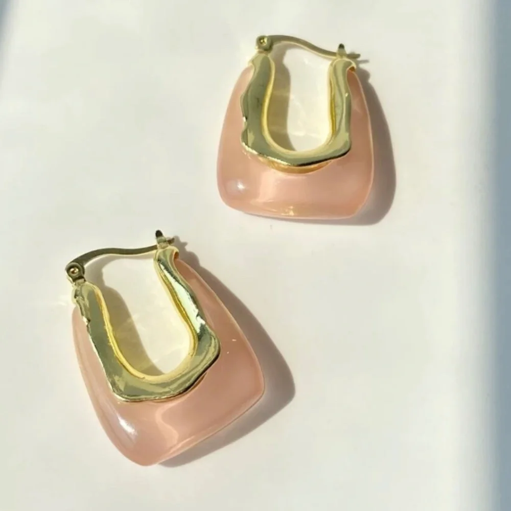 ✨ FREE Geo Minimal Boho Stone Lock Hipster Hippie Art Deco Farm Modern Earrings_3